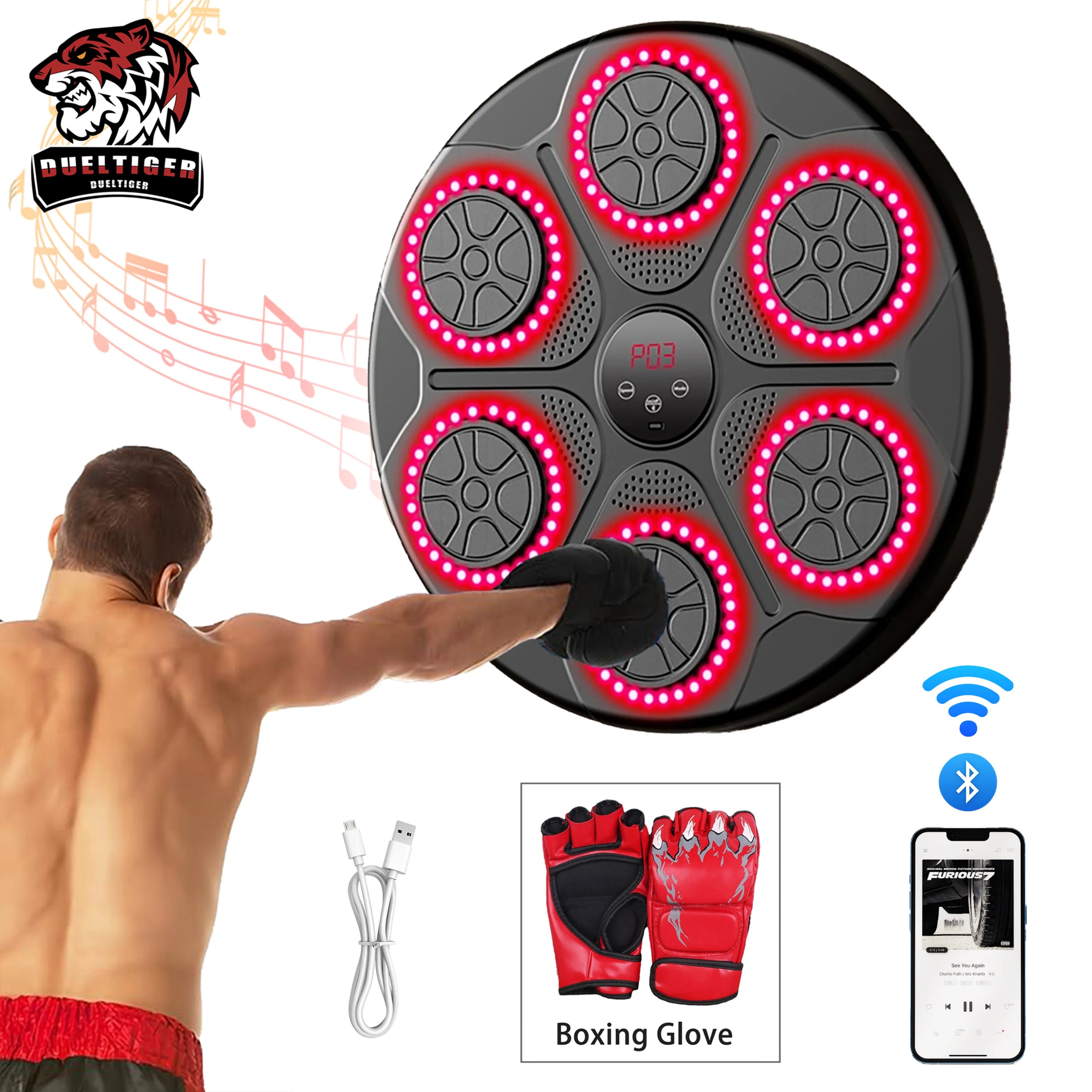 Smart Bluetooth Music Boxing Trainer – Wall-Mounted Punching Target for Home & Gym