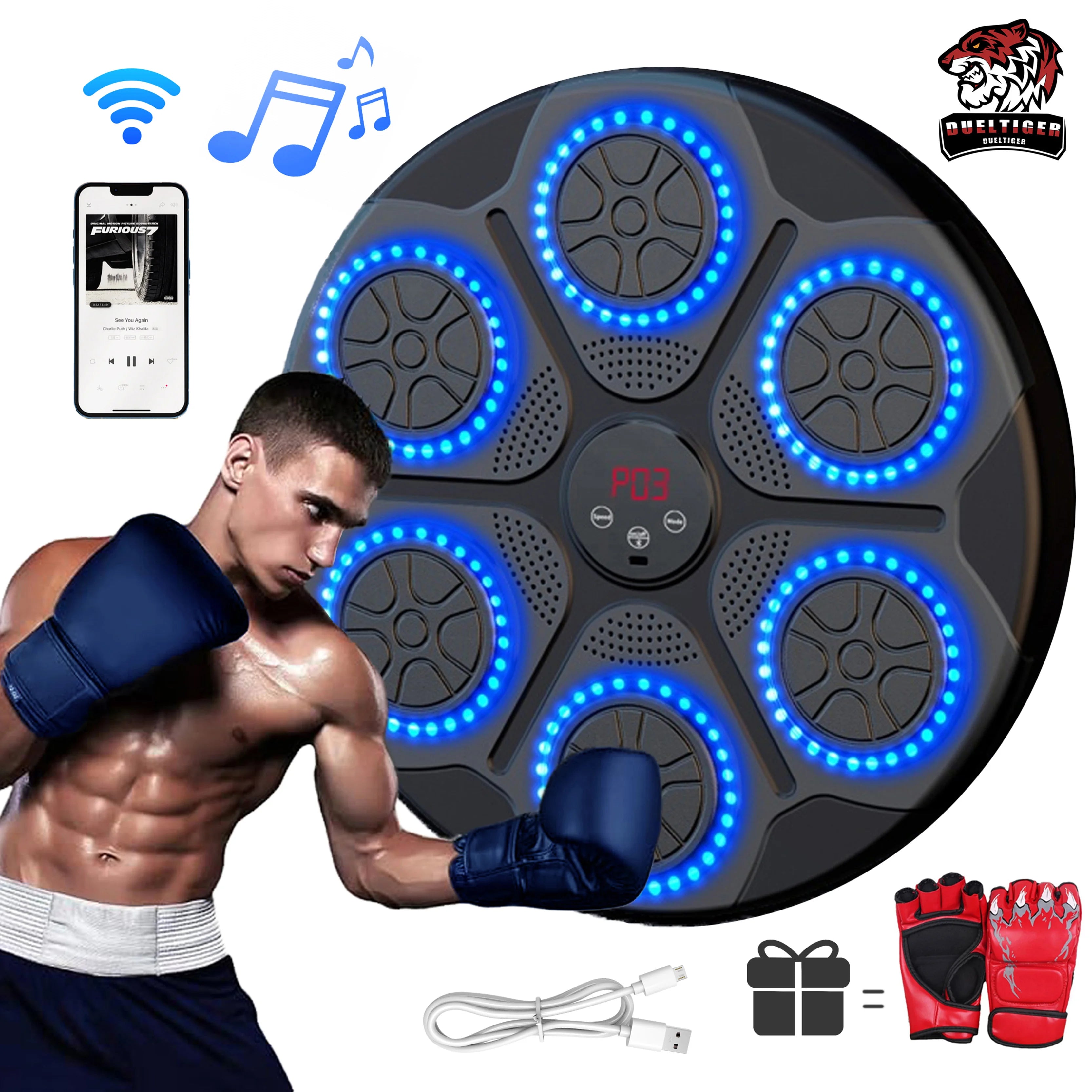 Smart Bluetooth Music Boxing Trainer – Wall-Mounted Punching Target for Home & Gym